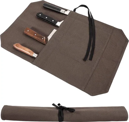 Vista 5 de Bolsa de rollo para cuchillos de chef Hersent, funda portátil para cuchillos de chef con 4 ranuras, bolsa de almacenamiento para viajes, el mejor