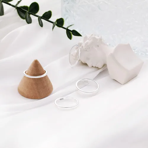Vista 7 de RLMOON Anillo de plata de ley 925 para mujeres y hombres, apilable, apilable, chapado en oro blanco, anillo de compromiso, ajuste cómodo, 0.039