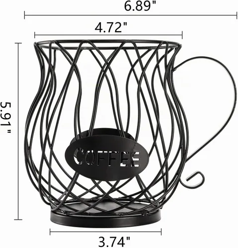 Vista 2 de ZEAYEA Soporte para cápsulas de café, cesta de cápsulas de café para barra de mesa de mostrador, almacenamiento de cápsulas de café expreso de metal