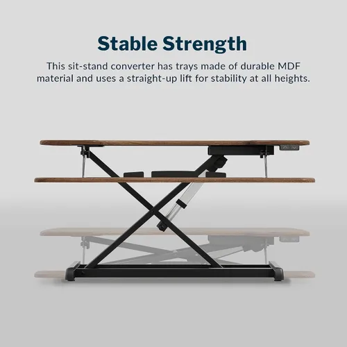 Vista 7 de Vari VariDesk Pro Plus 36 - Convertidor eléctrico de escritorio de pie -11 ajustes de altura + elevación de resorte, diseño de 2 niveles con bandeja