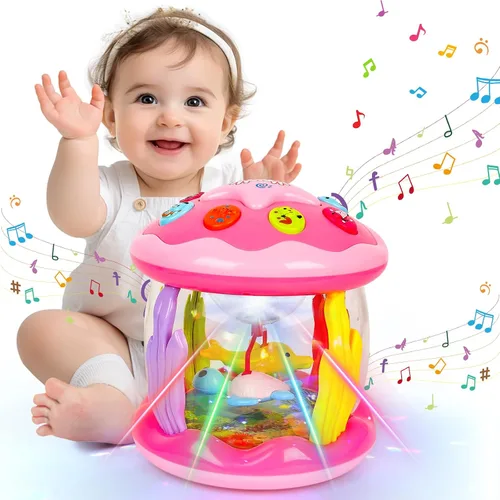 Vista 9 de M SANMERSEN Juguetes para bebés varones de 6-12 meses, juguetes musicales con luces rotatorias del océano para recién nacidos de 0-6 12-18 meses