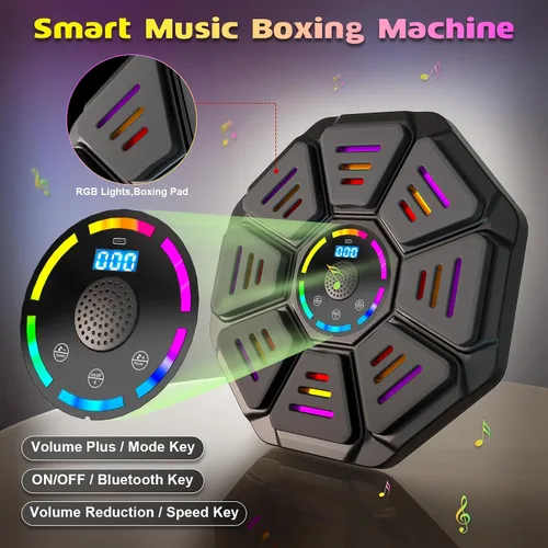 Vista 2 de Music Boxing Machine, Smart Music Punching Machine for Adults Kids, Bluetooth Music Sync, Wall-Mounted Workout/Training Equipment with Boxing