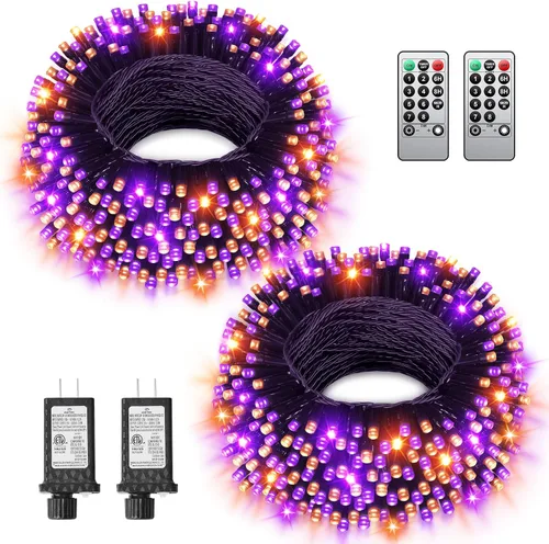 Vista 19 de 380 luces LED de Navidad de 125 pies, guirnalda de luces para exteriores, impermeables, temporizador y memoria, 8 modos regulables, para árbol