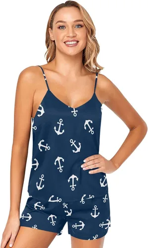 Vista 3 de KLL Hot Dog - Conjunto de pijama corto sin costuras para mujer, 2 piezas, ropa de dormir suave