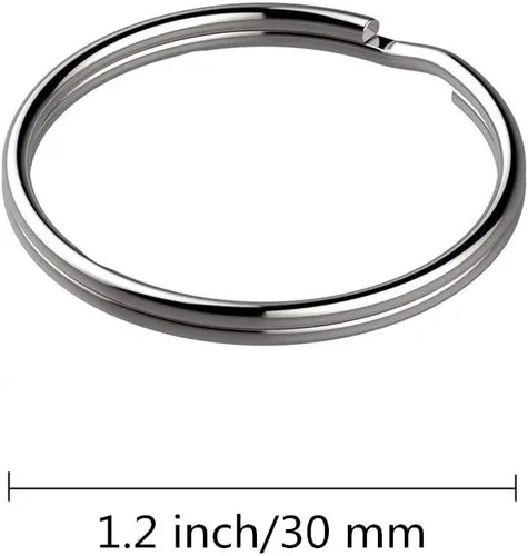 Vista 3 de KINGFOREST Paquete de 100 llaveros divididos (1.2 pulgadas1.181 in) Llavero de metal de níquel plateado para llaves, manualidades, bolsas
