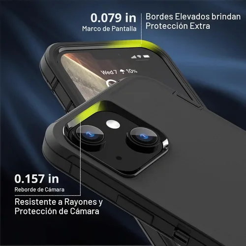 Vista 4 de Sansunto Funda protectora para iPhone 16e, funda protectora para 13, 14, 15, 16E 6.1 pulgadas, resistente a prueba de golpes, a prueba de caídas