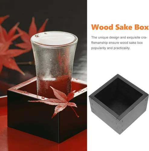 Vista 4 de Hemoton Caja de sake de madera de estilo japonés para almacenamiento de tazas de sake, contenedor multifuncional portátil compacto de 2.14 pulgadas