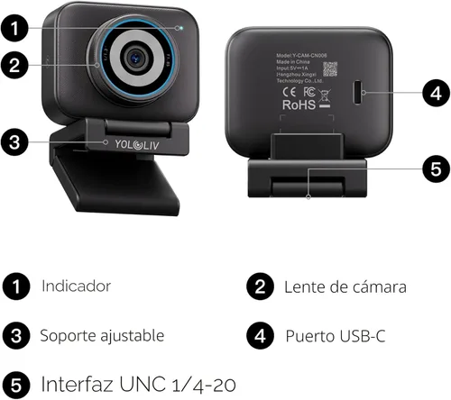 Vista 8 de YOLOLIV YoloCam S3, cámara web de transmisión 4K, sensor de 1/1.3 pulgadas, enfoque automático PDAF, 4K sin comprimir, zoom 4X, para creadores