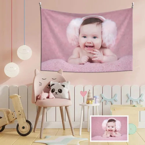 Vista 2 de GSHUJBV Tapiz personalizado para subir imágenes de fondo, tapiz personalizado para colgar en la pared, imprime cualquiera de tus diseños, pancartas