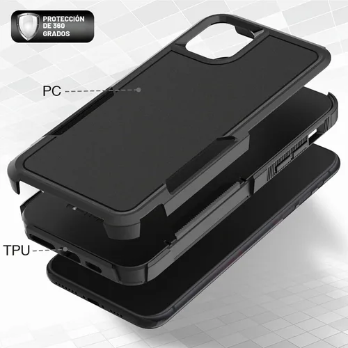 Vista 5 de MDCN Funda para iPhone 11: funda protectora de doble capa resistente para teléfono celular, a prueba de golpes, resistente, con protector