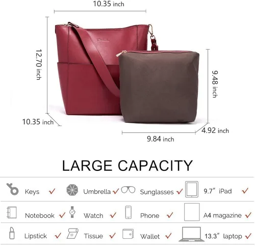 Vista 4 de BOSTANTEN - Bolsos de piel para mujer con cierre de cremallera color rojo