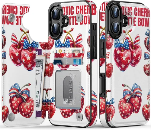 Vista 16 de FUNMIKO Funda tipo cartera para iPhone 13 con tarjetero, bloqueo RFID, protección de grado militar y obras de arte impresas con rayos UV, cierre