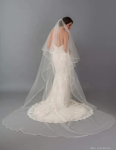 Vista 3 de Drop Veil 2 Tier Catedral Nupcial Velo de Boda Colorete con Peine