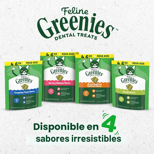 Vista 9 de Greenies Golosinas dentales naturales para gatos adultos recomendadas por veterinarios, tentador sabor a atún, bolsa de 2.1 oz