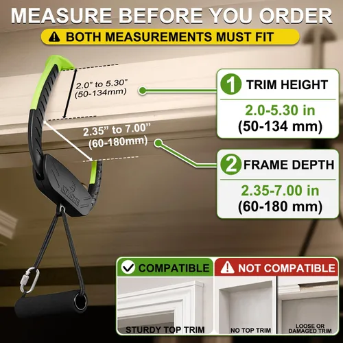 Vista 9 de Portable Pull Up Bar for Doorway, 2 Independent Handles, No-Screw Design