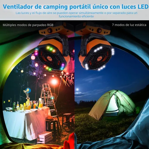 Vista 3 de WESTTREE - Ventilador portátil oscilante con pilas, recargable con gancho de luz, escritorio USB giratorio de 270°, funciona con pilas, tienda
