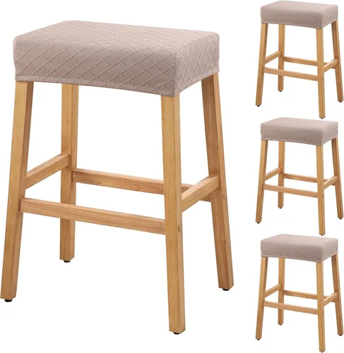 Vista 29 de YISUN Fundas de taburete rectangulares, paquete de 2 fundas elásticas impermeables para asiento de silla de montar, taburetes de bar, sillas de bar