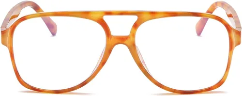 Vista 2 de JOVAKIT Gafas de aviador sin receta para mujeres y hombres, lentes transparentes con montura piloto