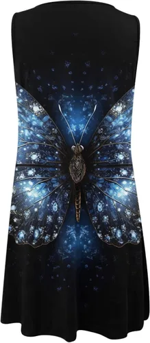 Vista 3 de Vestidos largos para mujer, cómodo, moderno, estampado floral, cubierta de cuello redondo, sin mangas, vestido inteligente