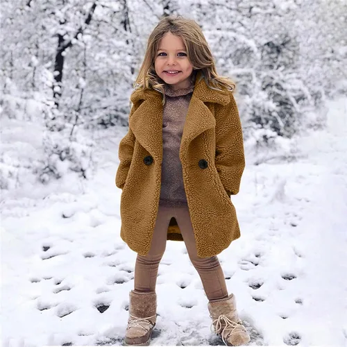 Vista 2 de Abrigo sólido de invierno grueso y cálido para niñas y bebés, 2 años