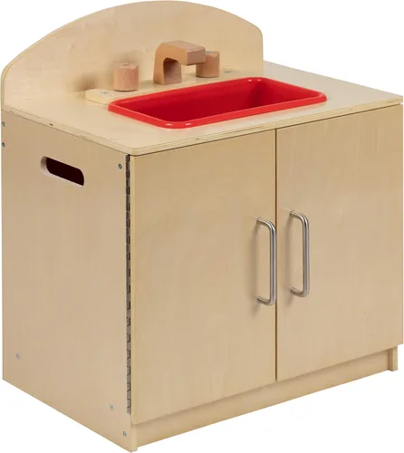 Vista 4 de Flash Furniture Hercules - Fregadero de cocina de madera para niños para uso comercial o doméstico, seguro, diseño apto para niños