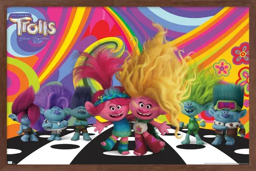 Vista 10 de Trends International Trolls Band Together (2023) - Universe Wall Poster, 22.4L x 14.7W, Barnwood Framed Version