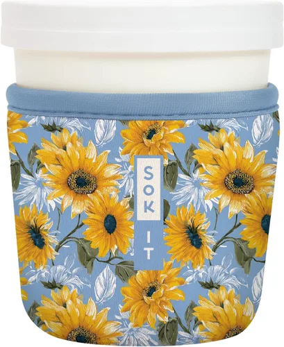 Vista 23 de Sok It IceCreamSok - Funda de neopreno aislada (flores abstractas, pintas de helado cónicas)