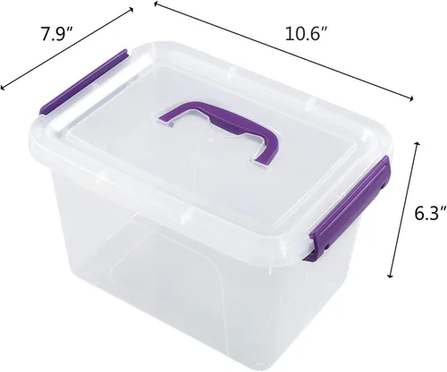 Vista 3 de Caja de almacenamiento de plástico de 6 cuartos de galón con tapas y asas, 6 paquetes