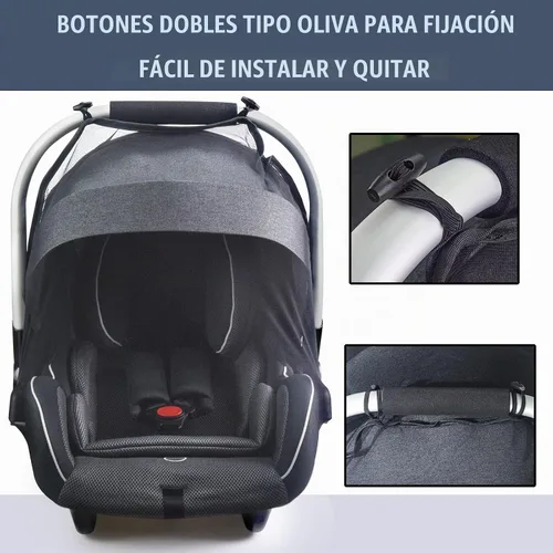 Vista 2 de Sysmie Mosquitera de bebé para asiento de coche infantil y cochecito Doona Negro