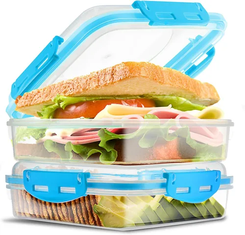 Vista 12 de Tafura Recipientes y cajas para sándwiches de alta calidad, sin BPA, para loncheras, duradero y reutilizable, soporte para sándwiches para mayor
