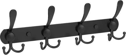 Vista 21 de YUNISS Perchero montado en la pared, 3 ganchos triangulares de acero inoxidable para abrigos, sombreros, batas, toallas en recibidor y entrada Negro
