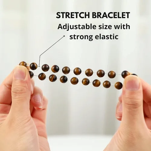 Vista 50 de Crystal Vibe Pulseras de cuentas de 0.315 in para mujeres y hombres, pulseras de cristal con piedras preciosas naturales, tamaño elástico ajustable