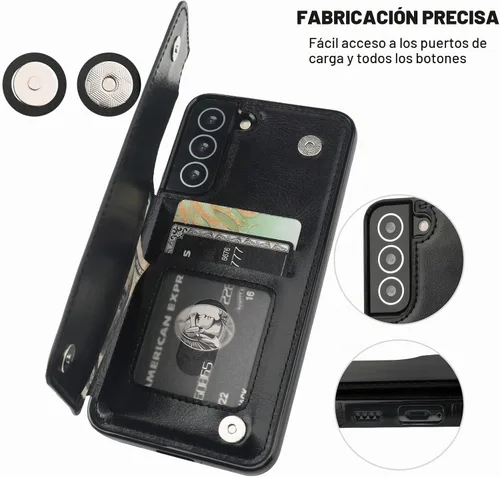 Vista 7 de ONETOP - Funda tipo cartera para Samsung Galaxy S22 con tarjetero, color negro Kickstand,ID/Cash Holder,Case Wallet with Card Slots,Double
