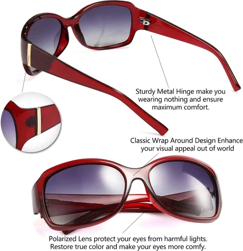 Vista 2 de FEISEDY clásico de gran tamaño polarizado gafas de sol mujeres Wrap Square Shades B2504