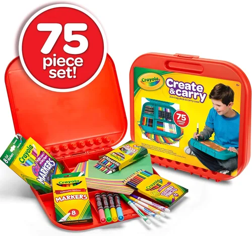 Vista 9 de Crayola Create 'n Carry, kit portable de herramientas de arte, más de 75 piezas, gran regalo.