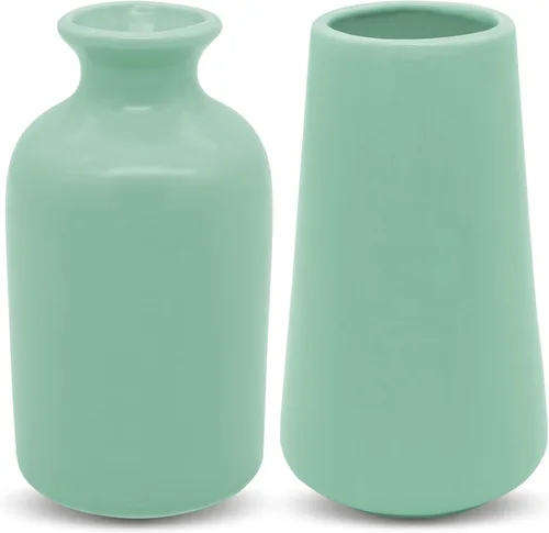 Vista 7 de Juego de 2 jarrones clásicos de cerámica azul, jarrones altos para flores, para decoración de sala de estar, decoración del hogar, casas de campo