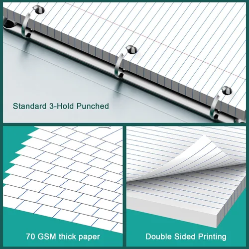 Vista 4 de Note Pads 8 X 10.5 Loose Leaf Paper, 200 Sheets, 3 Hole Punched Lined Paper, College Ruled 8 X 10.5 Notebooks, 10-1/2" X 8 Binder Writing Pads