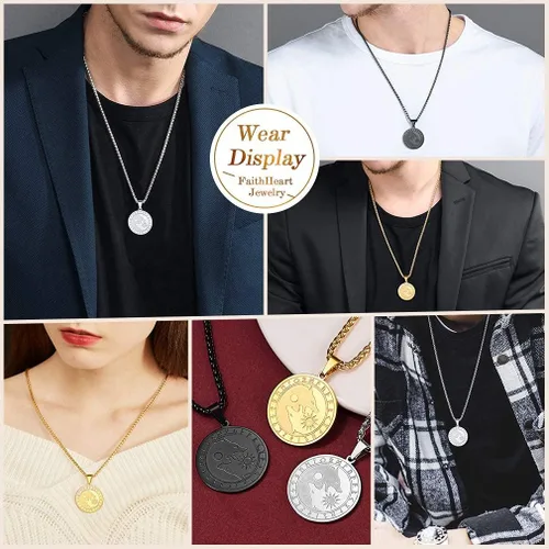 Vista 6 de FaithHeart Collar con colgante de lobo vikingo nórdico para hombres y mujeres, acero inoxidable, chapado en oro de 18 quilates, joyería con embalaje
