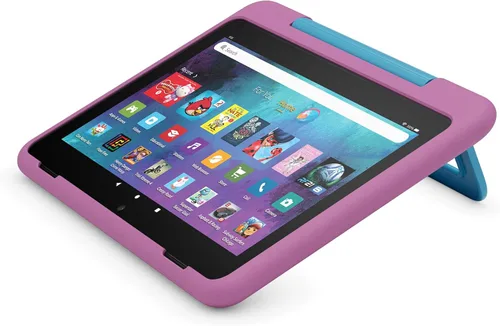 Vista 2 de Funda infantil Amazon para tablet Fire HD 8 (solo compatible con tablets de 12ª generación). Jungle Cat