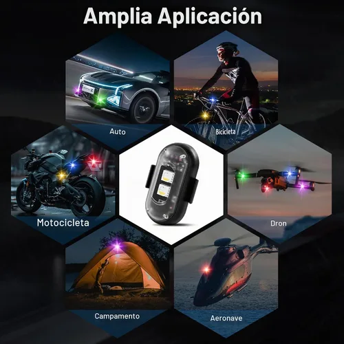 Vista 4 de 8 luces LED inalámbricas para automóvil con control remoto, 8 colores de alto brillo, luces estroboscópicas inalámbricas LED de carga USB, IP65