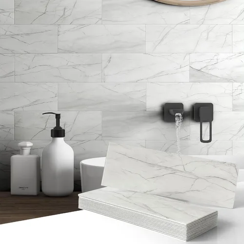 Vista 9 de VAOVI Azulejos de cocina para salpicaduras de despegar y pegar, calcomanías de pared de baño, azulejos de mármol para salpicaduras individuales