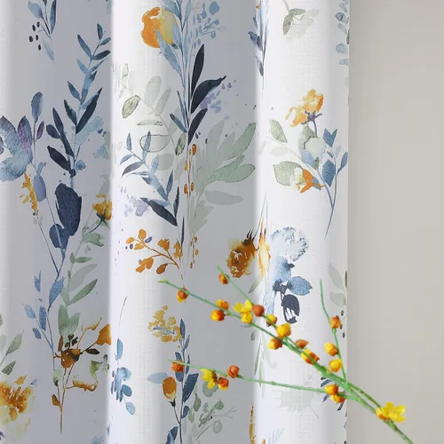 Vista 48 de MYSKY HOME Cortinas florales para puerta francesa de 40 pulgadas de largo, juego de 2 cortinas opacas de privacidad con bolsillo para barra A-verde