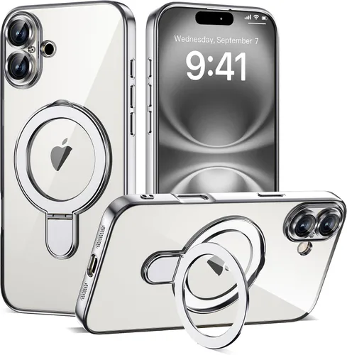 Vista 156 de Funda compatible con iPhone 12 con soporte de anillo magnético invisible [compatible con Mag-Safe] [Protector completo de lente de cámara] Funda