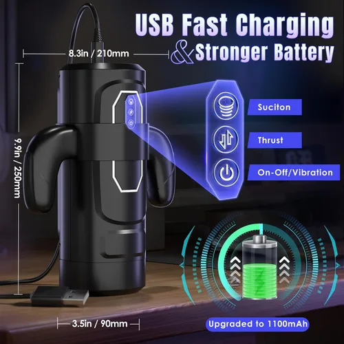 Vista 6 de Cafatop Masturbador masculino juguetes sexuales - Juguetes sexuales eléctricos para hombres con 6 empujones y 3 succiones, succión automática taza