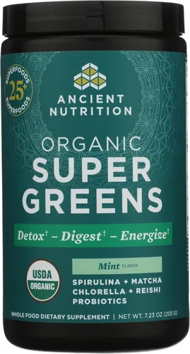 Vista 10 de Ancient Nutrition Supergreens Alkalize & Detox - Polvo de superalimento orgánico hecho de frutas reales, verduras y hierbas, para apoyo digestivo
