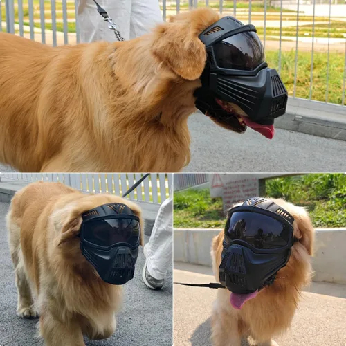 Vista 6 de Gafas de sol para perros de razas grandes, antirayos UV para protección facial completa, máscara para mascotas con agujeros transpirables
