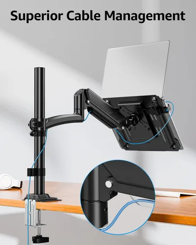 Vista 6 de MOUNTUP Soporte de escritorio para laptop, soporte ajustable para portátil de 17 pulgadas o monitor de 32 pulgadas, soporte de brazo para portátiles