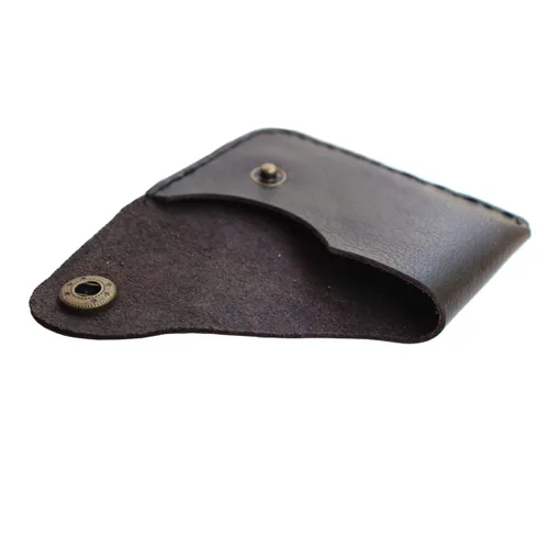 Vista 6 de Handmade Leather Front Pocket Card Holder Wallet, Bifold Design with Card Slots, Minimalist Card Case Simple