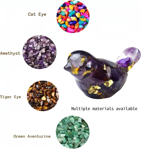 Vista 3 de 10PCS Crystal Bird Figurines Mini Resin Animal Statues Small Decorative Glass Birds for Home Decor Fairy Garden Supplies Unique Gifts for Women and