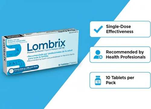 Vista 4 de Caja de pamoato pirantel de 180 mg con 10 tabletas Apoyo al equilibrio intestinal, adultos y toda la familia, limpieza digestiva de uso único